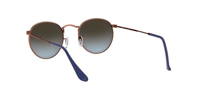 Sonnenbrillen Ray-Ban RB 3447 Round Metal (900396) farbe shiny dark bronze form rund gläser blue gradient brown