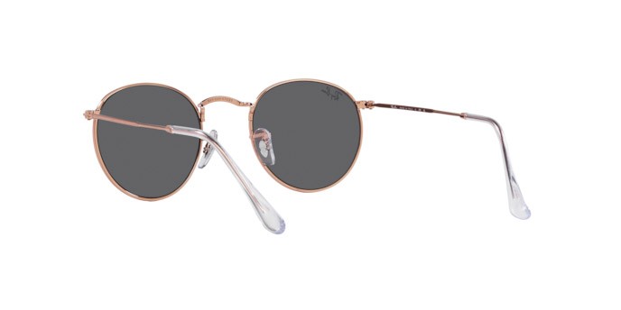 Sunglasses Ray-Ban Round Metal RB 3447 (9202B1) color oro rosa shape round lenses grigio scuro