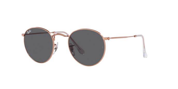 Sunglasses Ray-Ban Round Metal RB 3447 (9202B1) color oro rosa shape round lenses grigio scuro