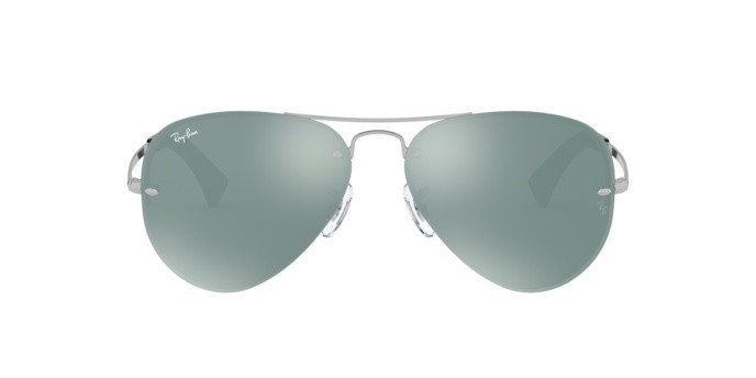 Sonnenbrillen Ray-Ban RB 3449 (003/30) farbe silver form aviator gläser green mirror silver