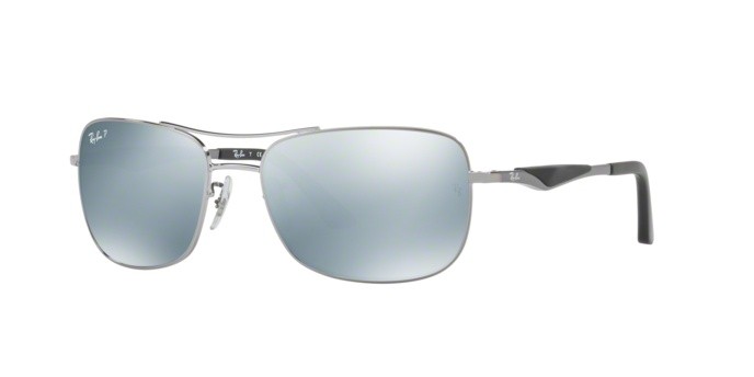 Sonnenbrillen Ray-Ban RB 3515 (004/Y4) farbe gunmetal form quadratisch gläser green mirror silver polar