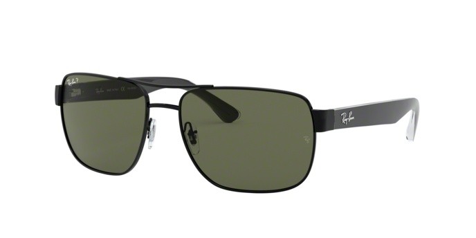 Sunglasses Ray-Ban RB 3530 (002/9A) color black shape square lenses polar green