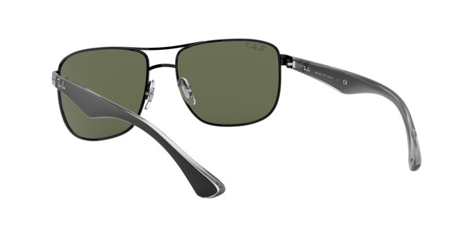 Sunglasses Ray-Ban RB 3533 (002/9A) color black shape square lenses polar green