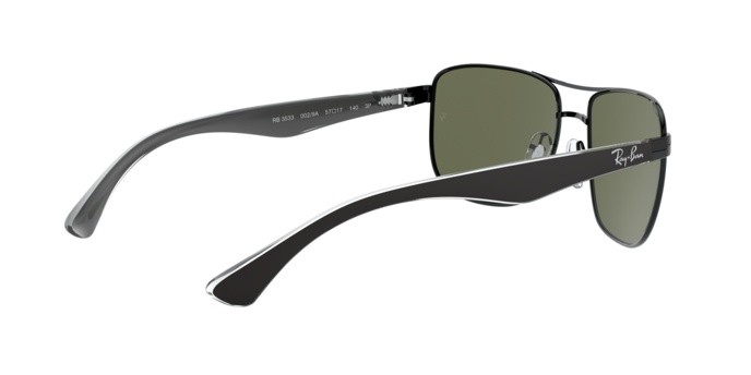 Sunglasses Ray-Ban RB 3533 (002/9A) color black shape square lenses polar green