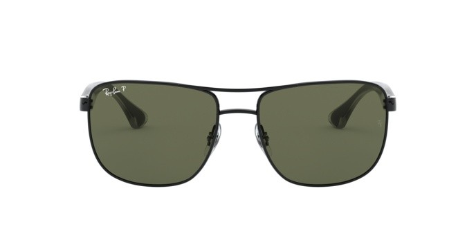 Sunglasses Ray-Ban RB 3533 (002/9A) color black shape square lenses polar green