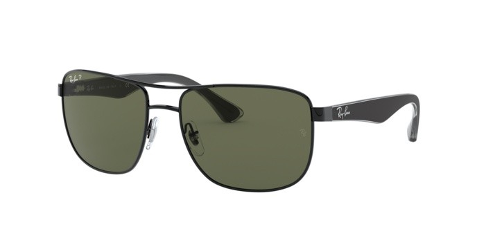 Sunglasses Ray-Ban RB 3533 (002/9A) color black shape square lenses polar green