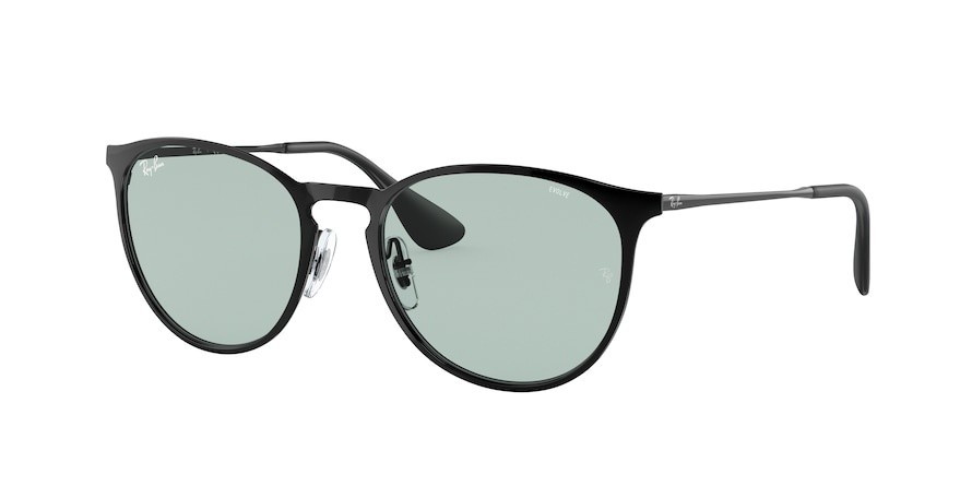 Occhiali da sole Ray-Ban Erika metal Evolve RB 3539 (002/Q5) colore black forma pantos lenti evolve photo green to blue