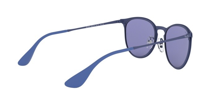 Sunglasses Ray-Ban Erika Metal Rb 3539 (90221U) color rubber eletric blue shape pantos lenses blue light flash grey
