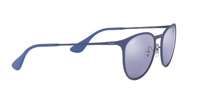 Sunglasses Ray-Ban Erika Metal Rb 3539 (90221U) color rubber eletric blue shape pantos lenses blue light flash grey