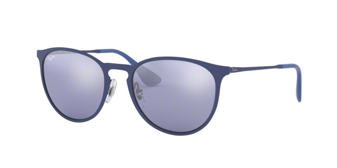 Sunglasses Ray-Ban Erika Metal Rb 3539 (90221U) color rubber eletric blue shape pantos lenses blue light flash grey