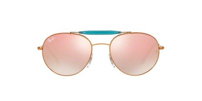 Occhiali da sole Ray-Ban RB 3540 (198/7Y) colore shiny bronze forma pantos lenti copper flash gradient