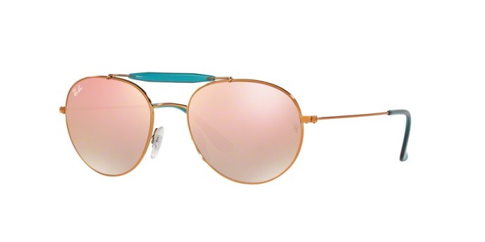 Occhiali da sole Ray-Ban RB 3540 (198/7Y) colore shiny bronze forma pantos lenti copper flash gradient