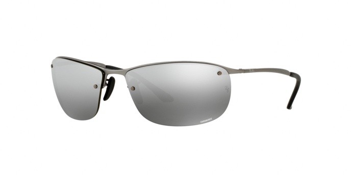 Sunglasses Ray-Ban Chromance RB 3542 (029/5J) color matte gunmetal shape rectangle lenses grey mirror silver polar