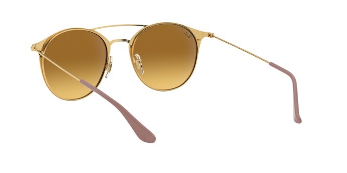 Sonnenbrillen Ray-Ban RB 3546 (90118B) farbe gold top beige form pantos gläser blue flash gradient