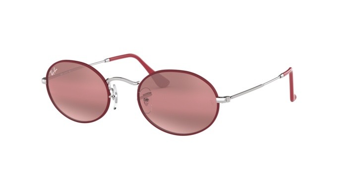 Sonnenbrillen Ray-Ban Oval RB 3547 (9155AI) farbe silver on top matte bordeaux form oval gläser purple bi-mirror grey-photo
