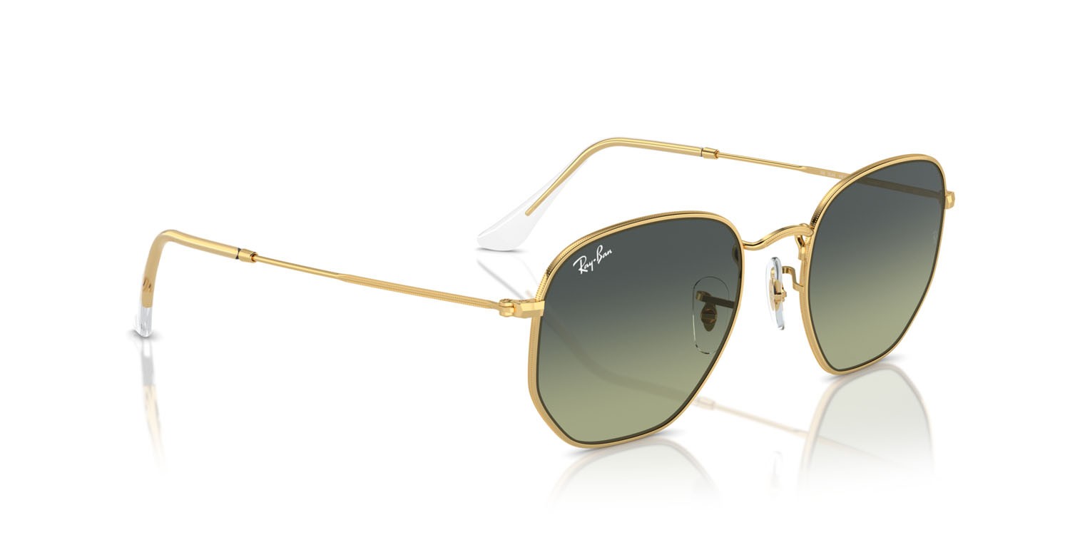 Sonnenbrillen Ray-Ban Hexagonal RB 3548 (001/BH) farbe oro form unregelmäßig gläser verde vintage