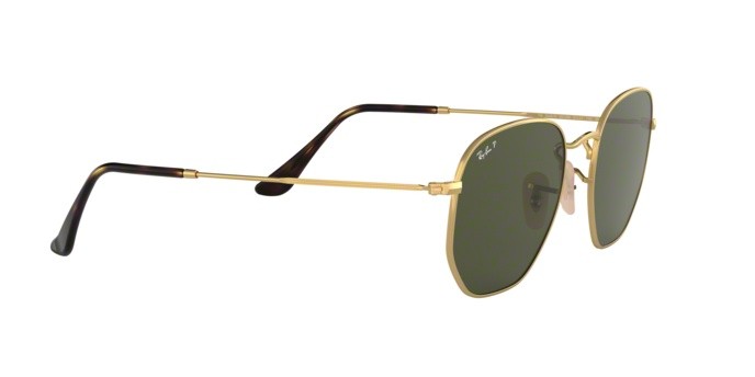 Sonnenbrillen Ray-Ban Hexagonal RB 3548N (001/58) farbe gold form unregelmäßig gläser green polar