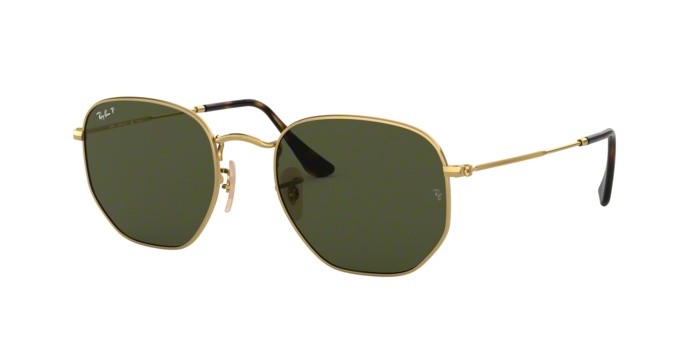 Sonnenbrillen Ray-Ban Hexagonal RB 3548N (001/58) farbe gold form unregelmäßig gläser green polar