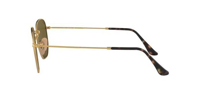 Sonnenbrillen Ray-Ban Hexagonal Flat Lenses RB 3548N (001/9O) farbe gold form quadratisch gläser light blue flash