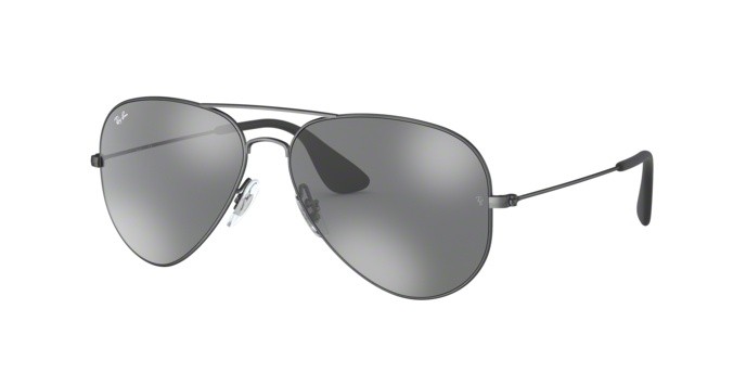Sonnenbrillen Ray-Ban RB 3558 (91396G) farbe matte black antique form aviator gläser grey mirror silver