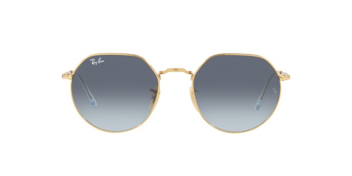 Occhiali da sole Ray-Ban Jack RB 3565 (001/86) colore arista forma irregolare lenti blue gradient grey