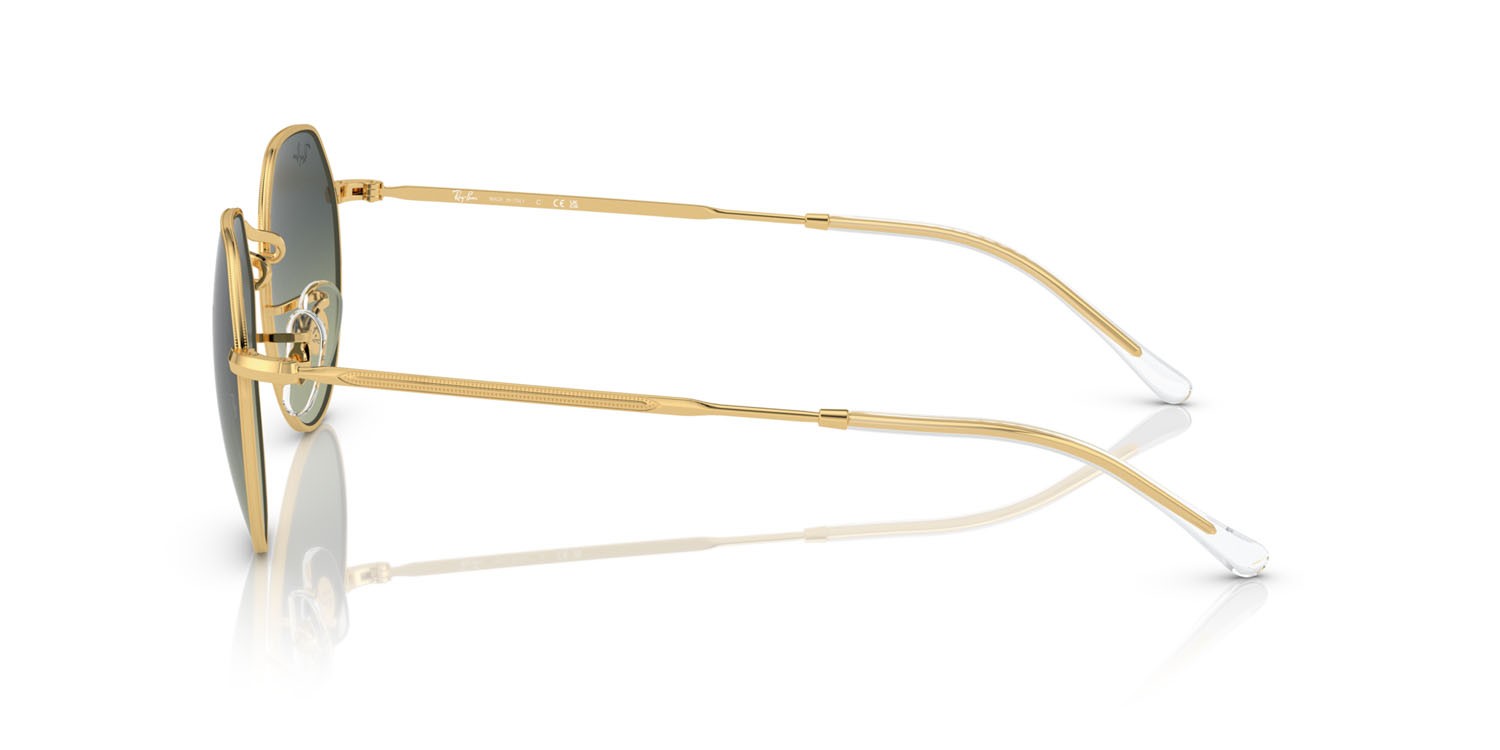 Occhiali da sole Ray-Ban Jack RB 3565 (001/BH) colore oro forma irregolare lenti verde vintage