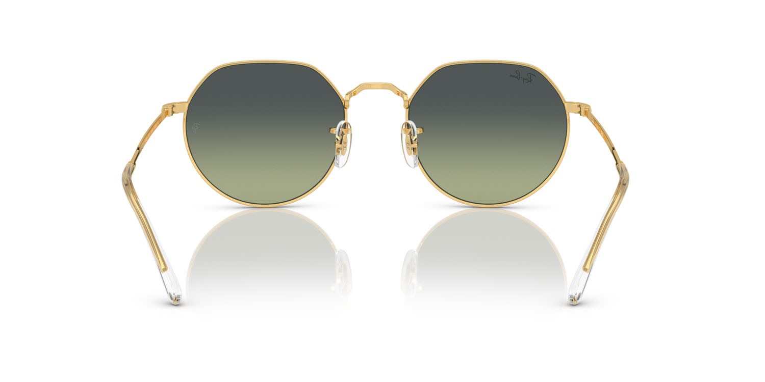 Occhiali da sole Ray-Ban Jack RB 3565 (001/BH) colore oro forma irregolare lenti verde vintage