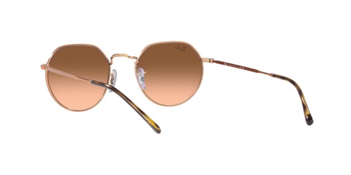 Occhiali da sole Ray-Ban Jack RB 3565 (9035A5) colore rame forma irregolare lenti rosa sfumato marrone