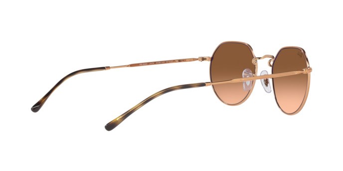 Occhiali da sole Ray-Ban Jack RB 3565 (9035A5) colore rame forma irregolare lenti rosa sfumato marrone