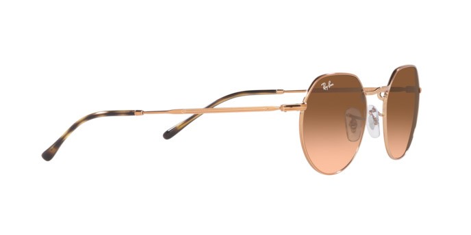 Occhiali da sole Ray-Ban Jack RB 3565 (9035A5) colore rame forma irregolare lenti rosa sfumato marrone