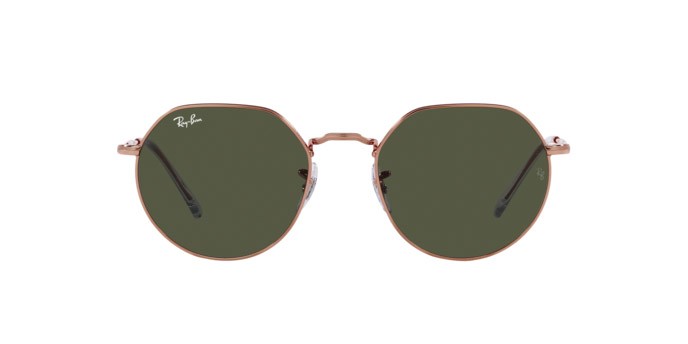 Occhiali da sole Ray-Ban Jack RB 3565 (920231) colore oro rosa forma irregolare lenti verde