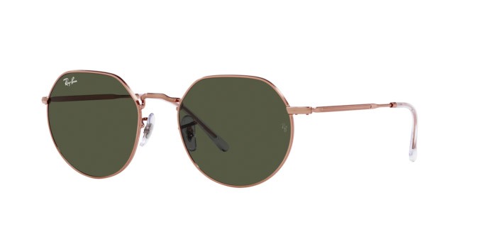 Occhiali da sole Ray-Ban Jack RB 3565 (920231) colore oro rosa forma irregolare lenti verde