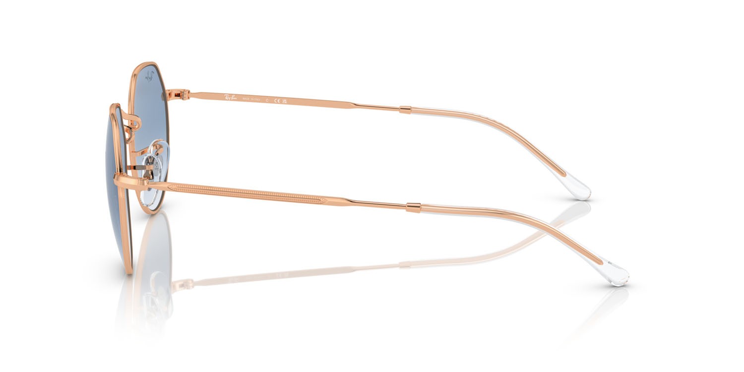 Occhiali da sole Ray-Ban Jack RB 3565 (92023F) colore oro rose forma irregolare lenti clear & blue