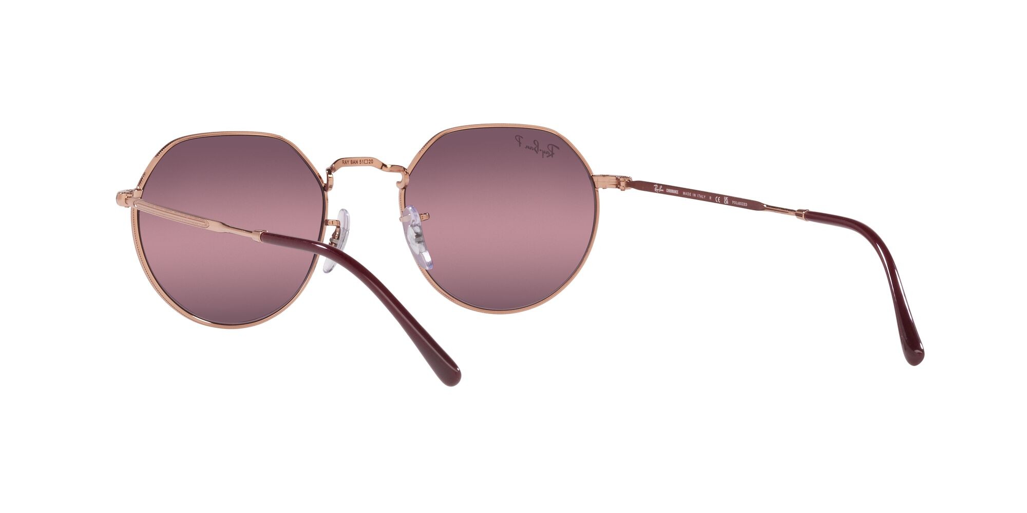 Sonnenbrillen Ray-Ban Jack RB 3565 (9202G9) farbe rose gold form unregelmäßig gläser rosso specchiato