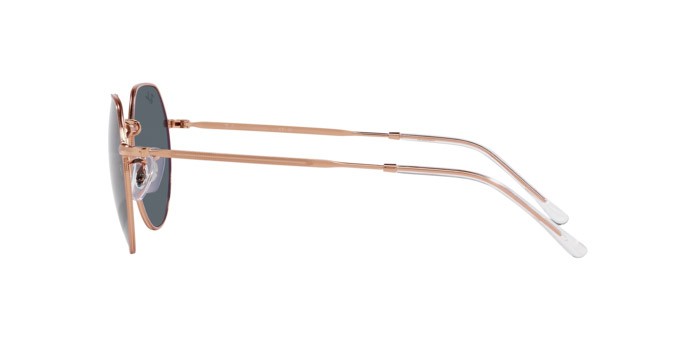 Occhiali da sole Ray-Ban Jack RB 3565 (9202R5) colore oro rosa forma irregolare lenti blu
