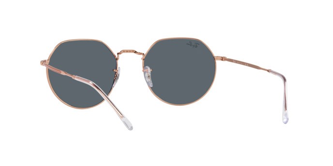 Occhiali da sole Ray-Ban Jack RB 3565 (9202R5) colore oro rosa forma irregolare lenti blu