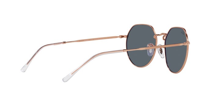 Occhiali da sole Ray-Ban Jack RB 3565 (9202R5) colore oro rosa forma irregolare lenti blu