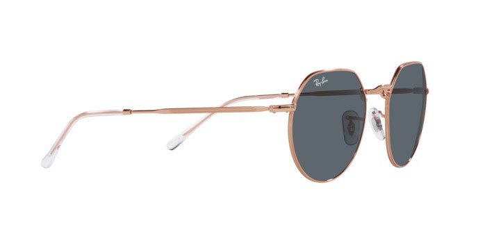Occhiali da sole Ray-Ban Jack RB 3565 (9202R5) colore oro rosa forma irregolare lenti blu