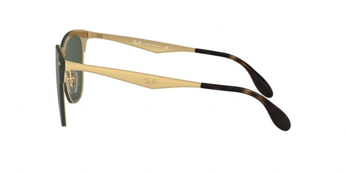 Sonnenbrillen Ray-Ban Blaze Clubmaster RB 3576N (043/71) farbe brusched gold form quadratisch gläser dark green