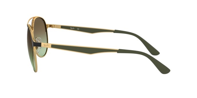 Sunglasses Ray-Ban RB 3606 (9076E8) color gold on top matte black shape aviator lenses green gradient brown