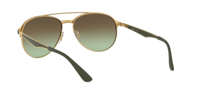 Sunglasses Ray-Ban RB 3606 (9076E8) color gold on top matte black shape aviator lenses green gradient brown