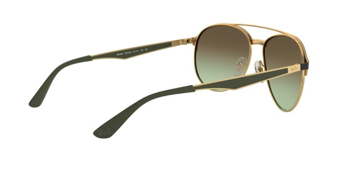 Sunglasses Ray-Ban RB 3606 (9076E8) color gold on top matte black shape aviator lenses green gradient brown