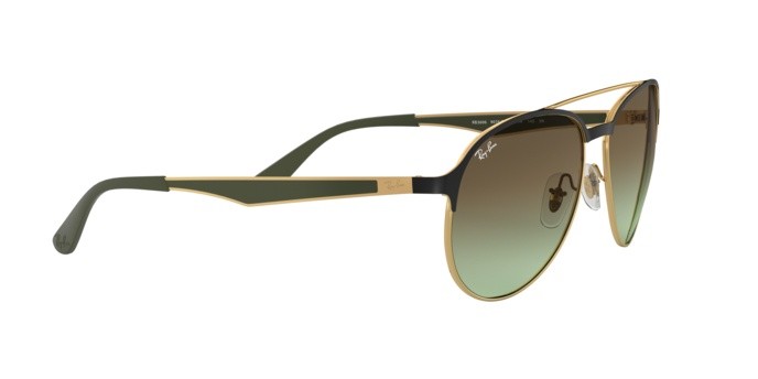 Sunglasses Ray-Ban RB 3606 (9076E8) color gold on top matte black shape aviator lenses green gradient brown
