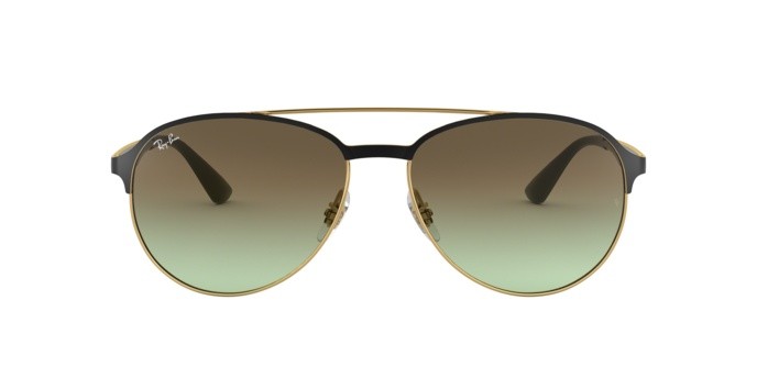 Sunglasses Ray-Ban RB 3606 (9076E8) color gold on top matte black shape aviator lenses green gradient brown