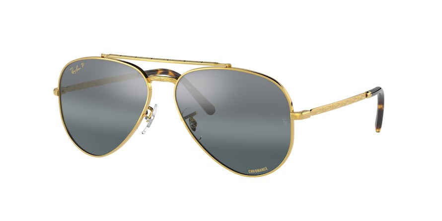 Sunglasses Ray-Ban New Aviator RB 3625 (9196G6) color legend gold shape aviator lenses polar clear gradient dark blue