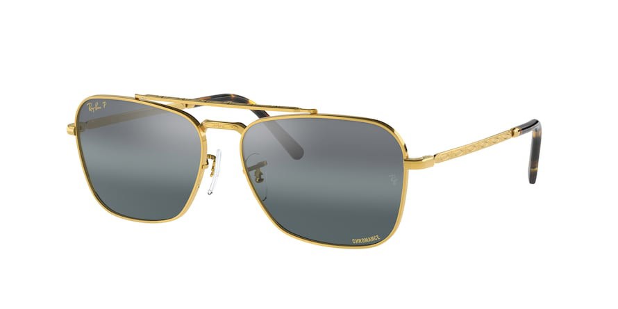 Occhiali da sole Ray-Ban New Caravan RB 3636 (9196G6) colore legend gold forma quadrato lenti polar clear gradient dark blue