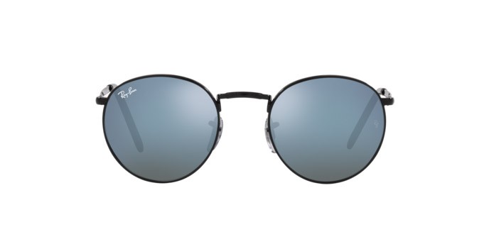 Sonnenbrillen Ray-Ban New Round RB 3637 (002/G1) farbe black form pantos gläser green mirror blue