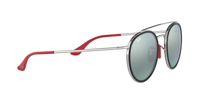 Sonnenbrillen Ray-Ban Scuderia Ferrari Collection RB 3647M (F03130) farbe silver form pantos gläser light green mirror silver
