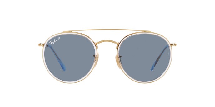 Sonnenbrillen Ray-Ban Round Double Bridge RB 3647N (001/02) farbe oro form rund gläser blu
