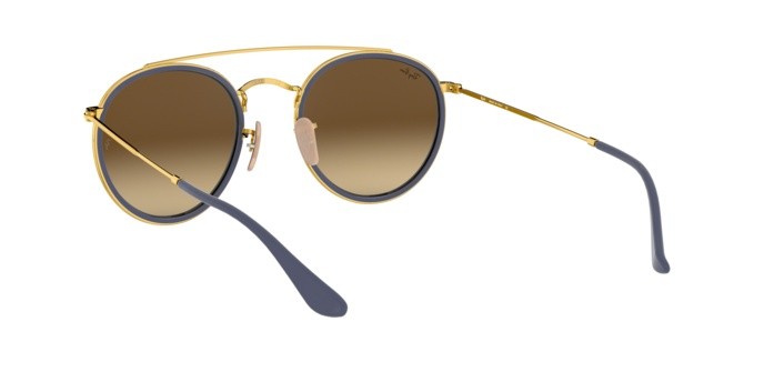 Sunglasses Ray-Ban Round Double Bridge RB 3647N (001/9U) color gold shape pantos lenses gradient brown mirror silver